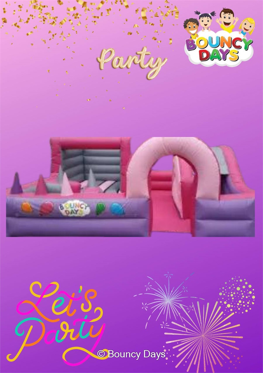 Pink inflatable soft play park